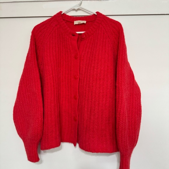 Sezane Emile Cardigan Red Knit Jumper Alpaca Wool - Picture 7 of 10